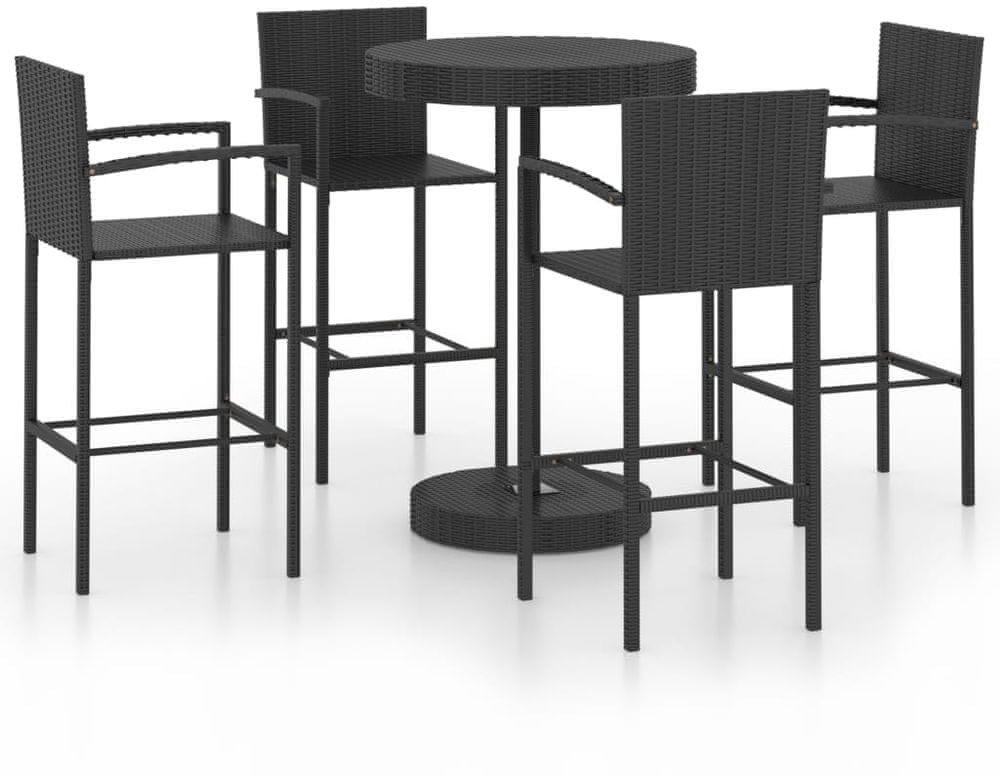 shumee shumee 5 cz zestaw mebli barowych do ogrodu rattan PE czarny