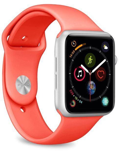 PURO ICON - Elastyczny pasek sportowy do Apple Watch 38/40/41 mm (S/M & M/L) (Living Coral) b2btrade-14412-0