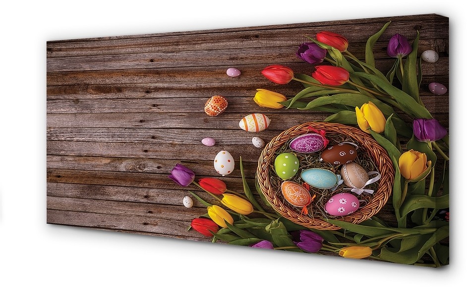 PL Tulup Obrazy na płótnie Jajka tulipany deski 120x60cm