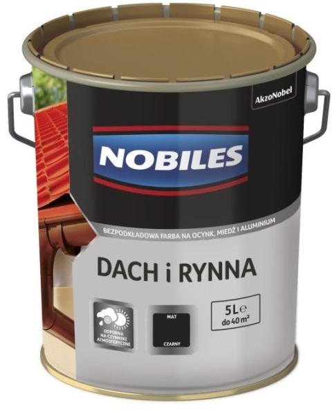 Nobiles Emalia Dach i Rynna czarna 5 l