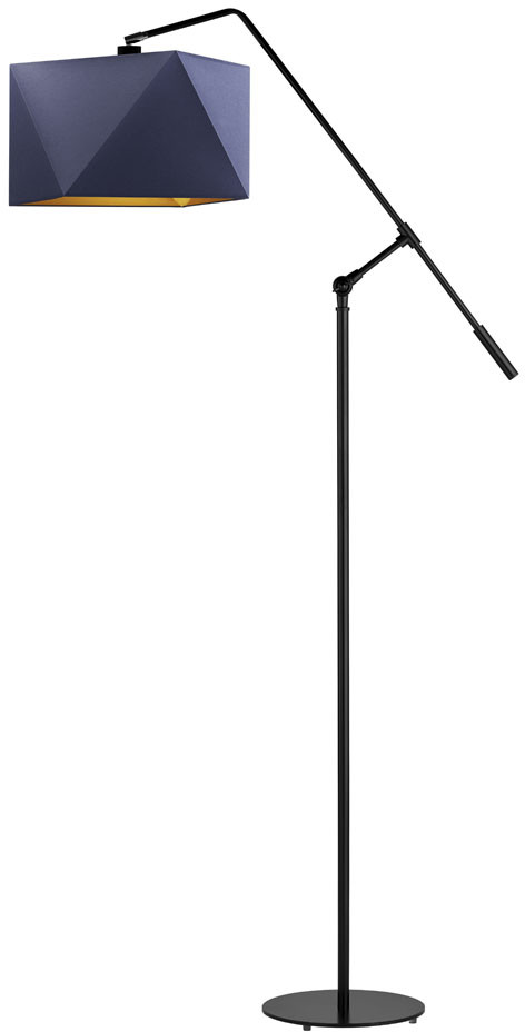 Lysne Nowoczesna lampa stojąca z granatowym abażurem COLMA GOLD 500020/23