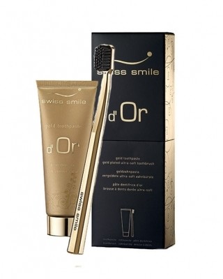 swiss smile swiss smile d´Or Gold zestaw 75ml Gold Toothpaste + 1szt Ultra Soft Toothbrush Gold Plated unisex