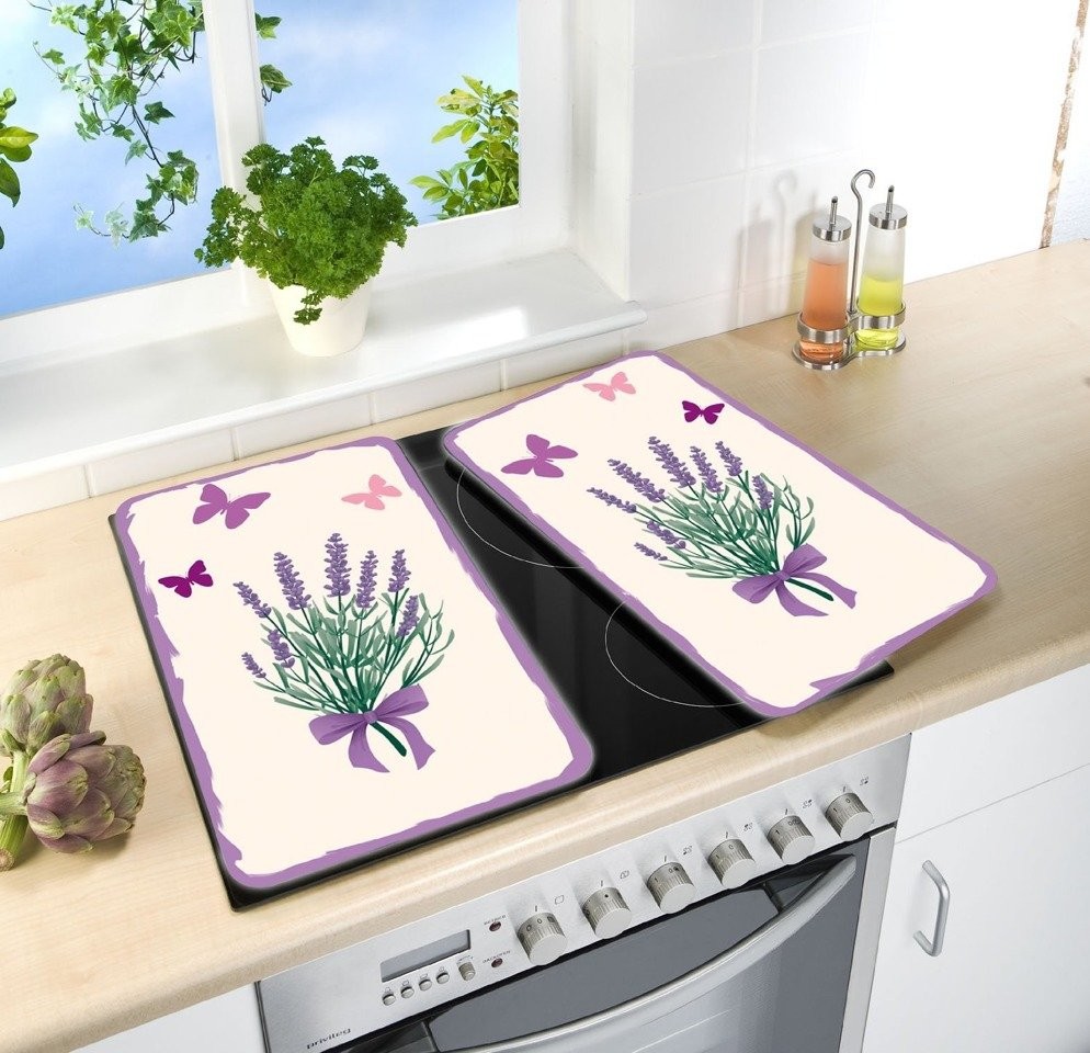 Wenko Szklane płyty ochronne na kuchenkę Lavender-Bouquet, komplet, 2 szt.