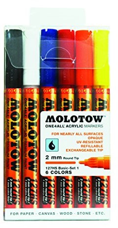 Molotow mołotow mo200230 akryl marker one4all 127hs, kabura Basic zestaw 1, 2 MM, 6 sztuki 200.230