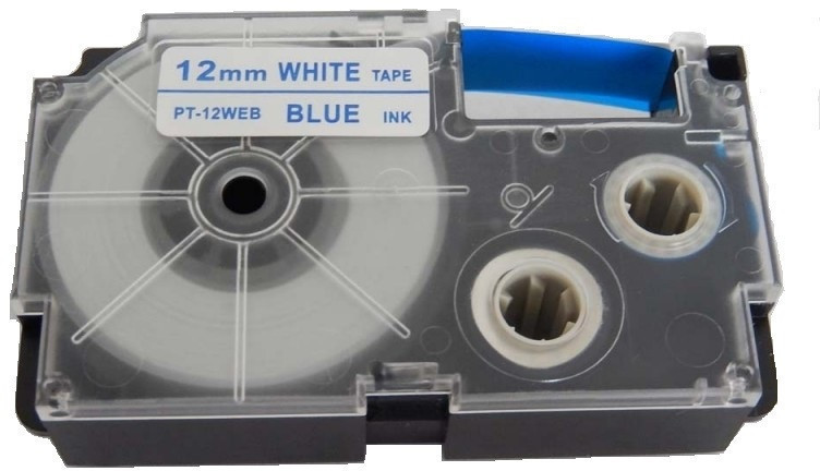 Casio Taśma zamiennik XR-12WEB 12mm x 8m niebieski druk / biały podkład