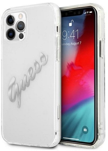 Guess nakładka do iPhone 11 GUHCN61KTRSVSI przeźroczysta hard case Vintage Script Silver 8_2273381