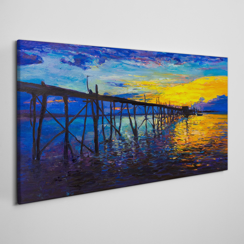 PL Coloray Obraz Canvas Abstrakcja Molo Zachód słońca 120x60cm