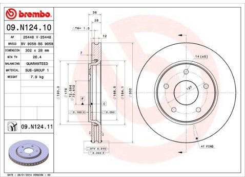 BREMBO Tarcza hamulcowa 09.N124.11