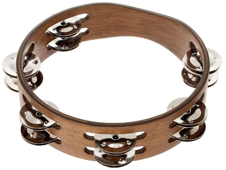 Meinl Percussion meinl Percussion cta2wb drewnianym Tambourine z opasek zaciskowych ze stali nierdzewnej (2-rzędowa, 20,3 cm (8 cale) o średnicy) Walnut brązowy CTA2WB
