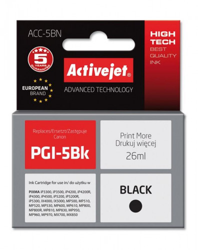 ActiveJet ACC-5BK Zamiennik Canon PGI-5BK ACC-5BK Zamiennik Canon PGI-5BK