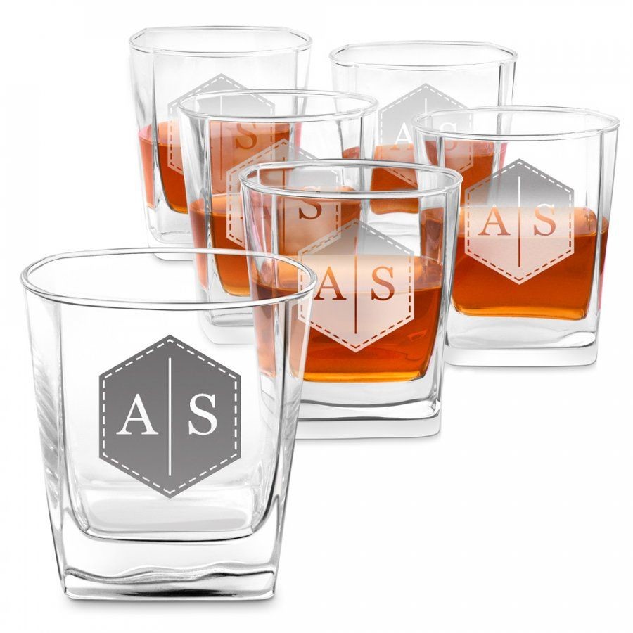 Murrano Szklanki grawerowane do whisky x6 komplet inicjały dla pary na ślub r 6xSZC-064