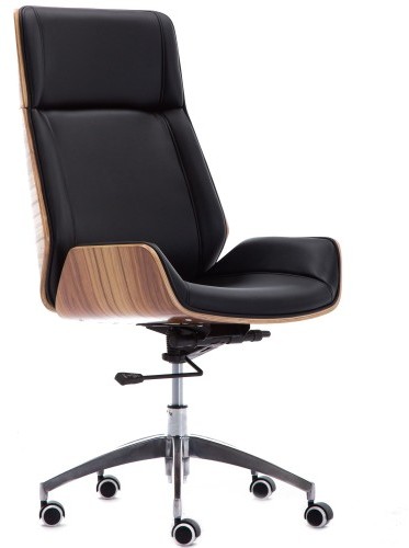 TopeShop Fotel biurowy, gabinetowy, obrotowy, ekoskóra, aron, czarny