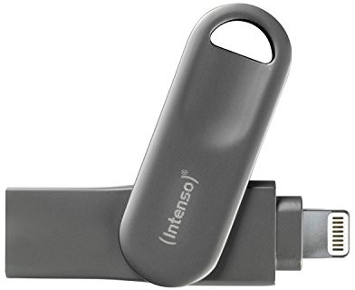 Intenso 3535590 iMobile Line Pro USB-Stick USB 3.0 W zestawie Lightning Connector, Mobile rozszerzenie pamięci do Apple iPhone/iPad/Mac Czarny, antracytowy 64GB 3535590