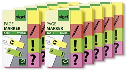 Sigel HN635 zakładki samoprzylepne, wzór symbole ze strzałkami, 10 sztuk po 160 pasków, format 20 x 50 mm HN635/10