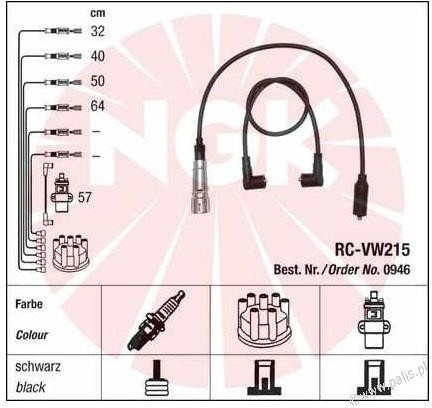 NGK Przewody zapłonowe 0946 Blister Faisceau 15 RC-VW215