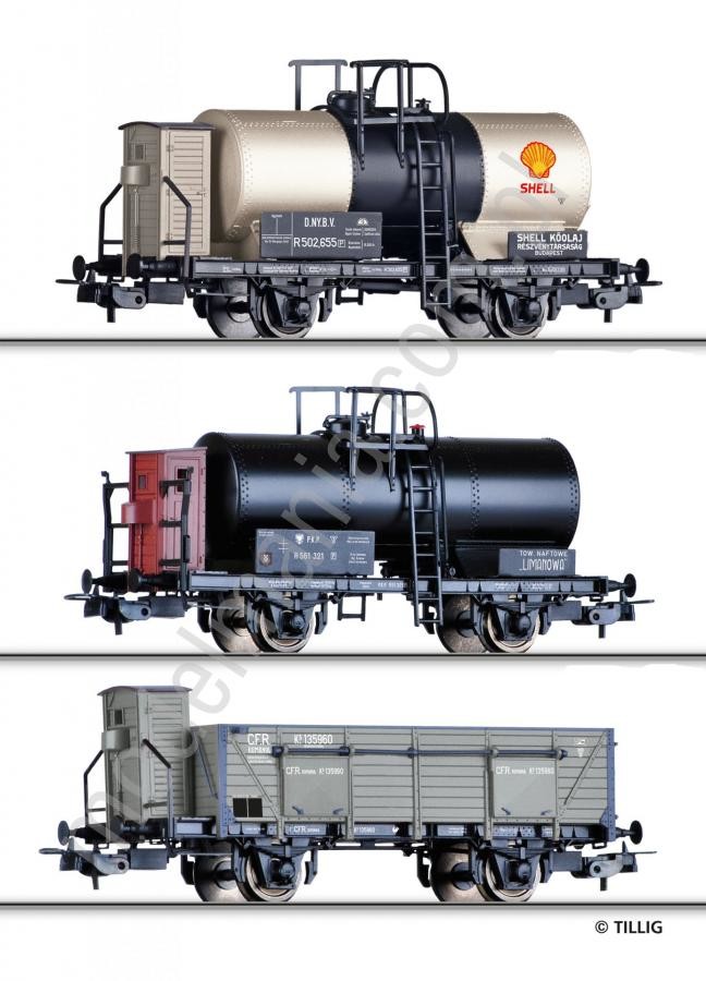 Tillig Zestaw 3 wagonów towarowych Debrecen/PKP/CFR 70051