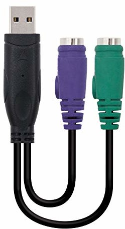 Nano Cable Nanocable 10.03.0101 - konwerter PS/2 (klawiatura i mysz) na USB 2.0, typ 2xPS/2/H-A/M, żeńsko-męski, czarny, 15 cm 10.03.0101