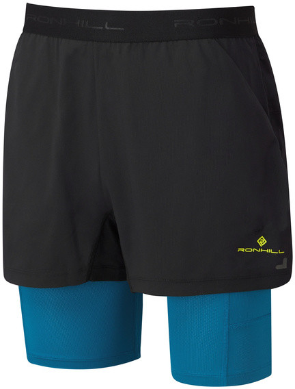 RONHILL RONHILL Spodenki biegowe męskie TECH ULTRA TWIN SHORT czarno-niebieskie