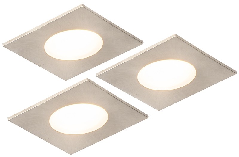 QAZQA Zestaw 3 x oprawa do wbudowania kwadratowa stal LED IP65 - Simply