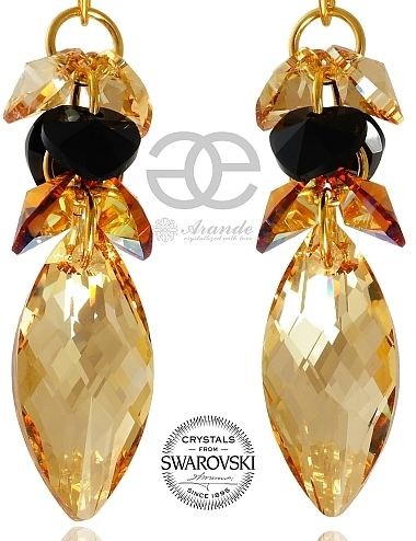 Swarovski PIĘKNE KOLCZYKI GOLDEN NAWI ZŁOTE SREBRO