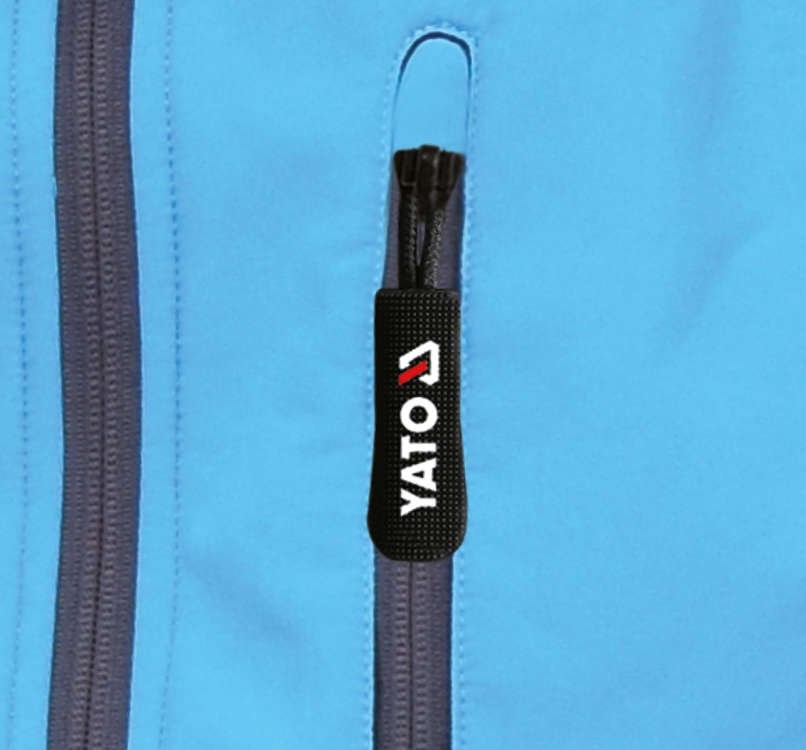 Yato KURTKA SOFTSHELL Z PRZYPINANYM NA ZAMEK KAPTUREM NIEBIESKO SZARA ROZ XXL