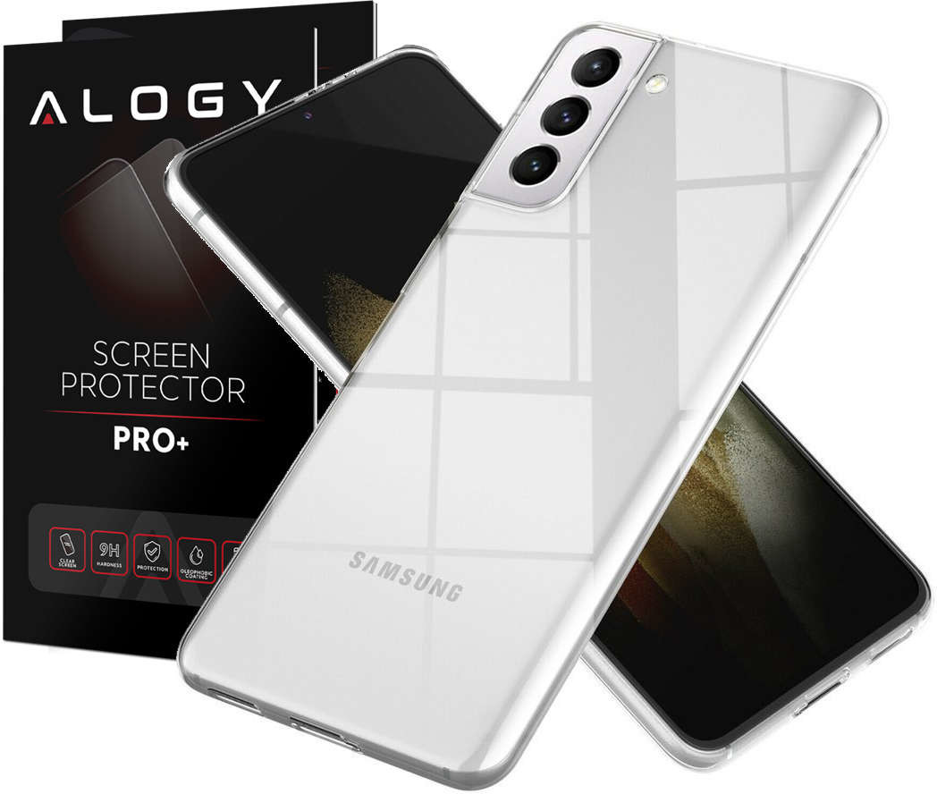 Alogy Etui silikonowe obudowa case do Samsung Galaxy S21 Plus przezroczyste + Szkło 9112/13659X10
