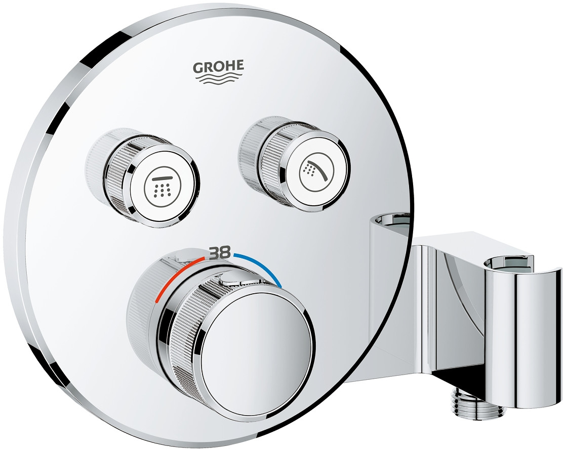 Grohe bateria termostatyczna do obsługi dwóch wyjść wody, ze zintegrowanym przyłączem i uchwytem prysznicowym Grohtherm SmartControl 29120000 29120000