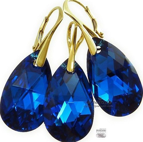 Arande Nowe Swarovski Komplet Blue Comet Złote Srebro 2197285229
