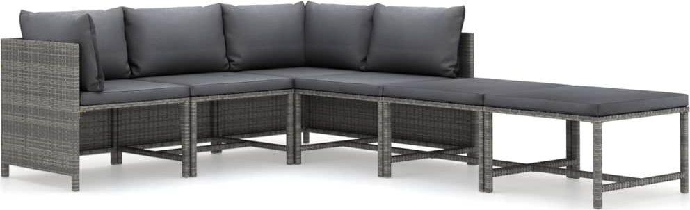 vidaXL 6-cz zestaw wypoczynkowy do ogrodu poduszki rattan PE szary 3059762