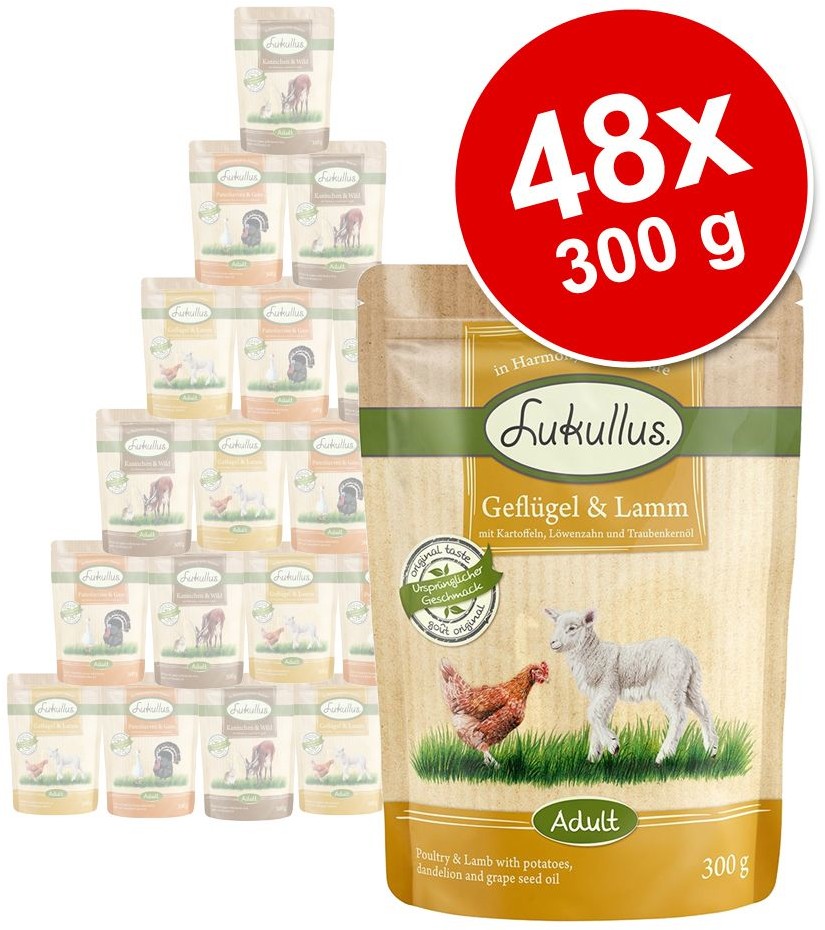Lukullus Megapakiet mieszany Natural w saszetkach 48 x 300 g Pakiet Bezzbożowy | 5% na pierwsze zamówienie | Dostawa GRATIS!