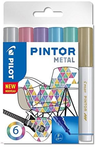 Pilot Pen Pilot Pigment marker pintor, Fein, zestaw szt. 'Metal Mix' 3131910517443
