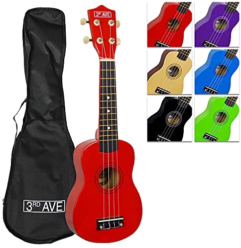 3rd Avenue 3rd Avenue Ukulele sopranowe dla początkujących z futerałem  wykończenie czerwone STX40RD