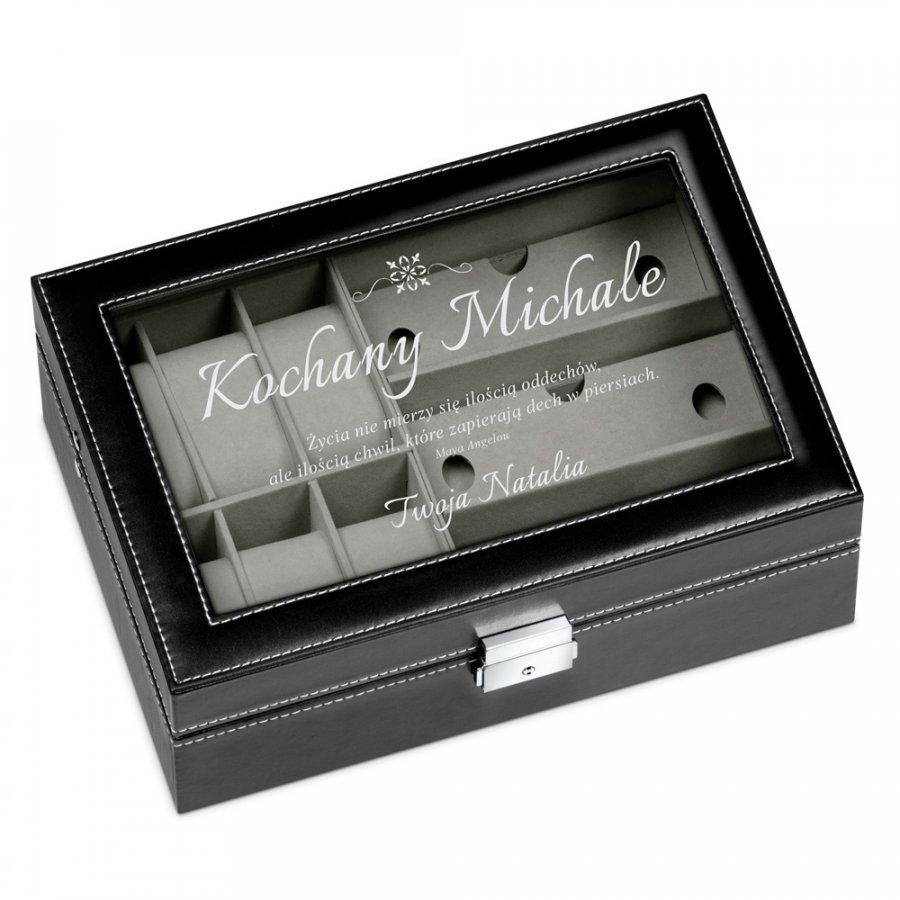 Murrano Szkatułka na Zegarki i Okulary GRAWER Życie SZKT-ZG-OK-022