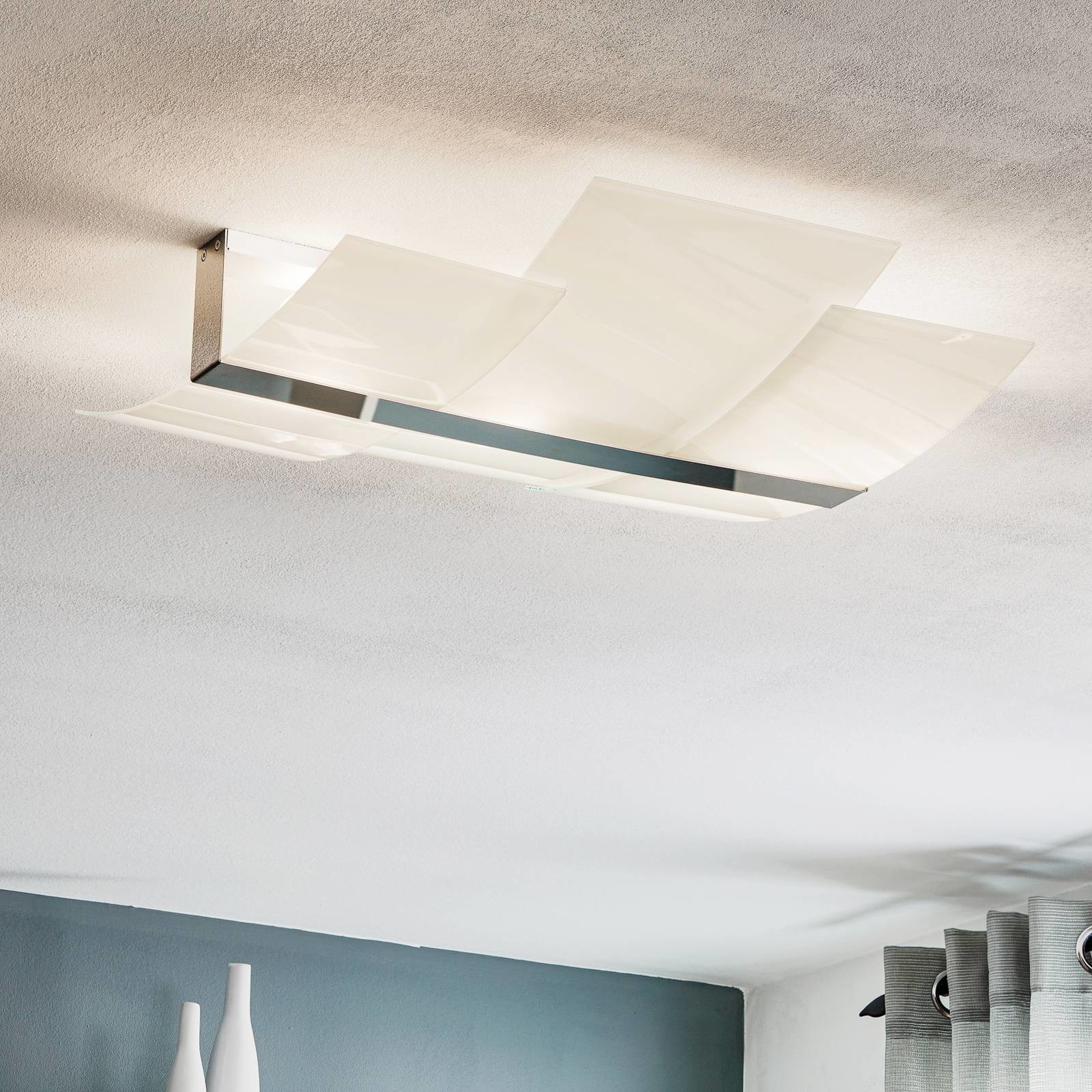 Euluna Lampa sufitowa Shifted, trzy części szklane, chrom