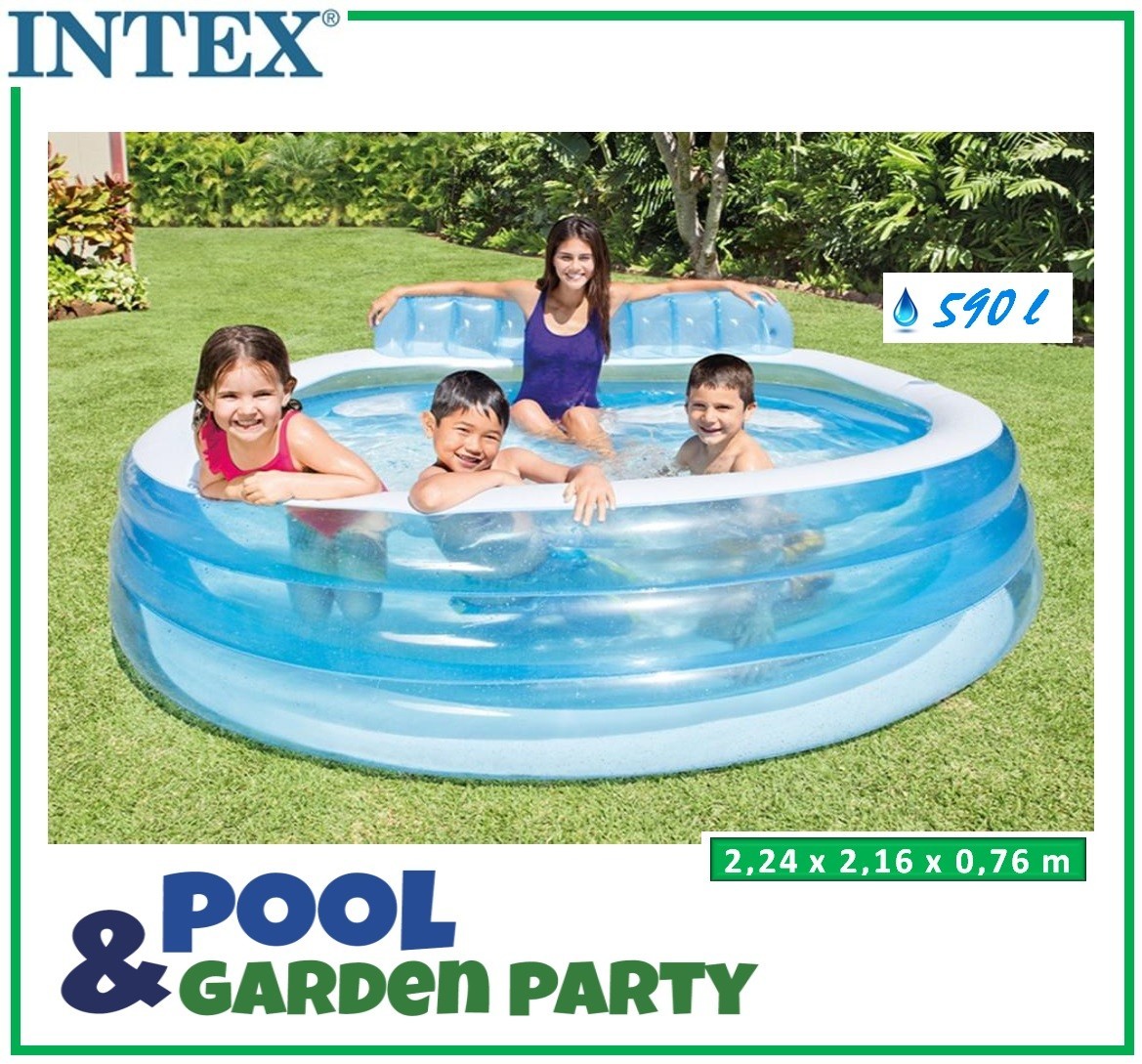 Intex Basen dmuchany z ławeczką 224 x 216 x 76 cm 57190 57190