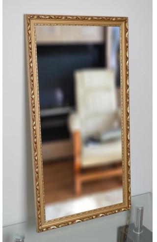 Łukasz Ochwat Alfaram Lustro w złotej ornamentowej ramie drewnianej 5004003, Lustro w ramie: 110x210