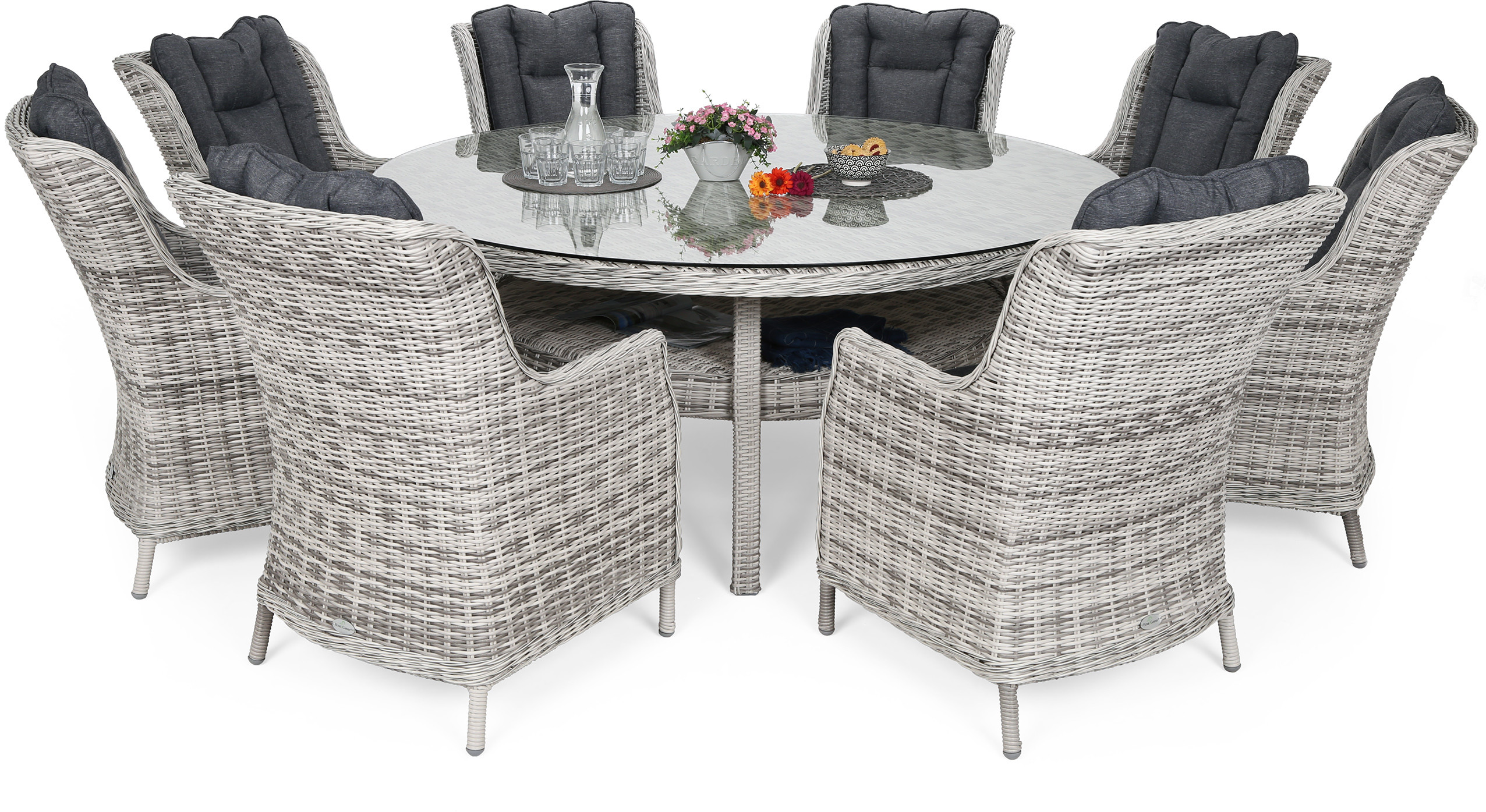 HOME & GARDEN Meble ogrodowe technorattanowe Bristol Round Elegant 180 cm Light Grey / Grey Melange  8+1 401530