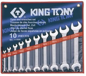 KING TONY Zestaw kluczy płaskich 1110SR, 1/4-1.1/8''