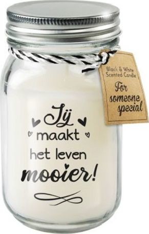 NoName świeca zapachowa Life more beautiful 13,5 cm wosk/szkło biała twm_834134