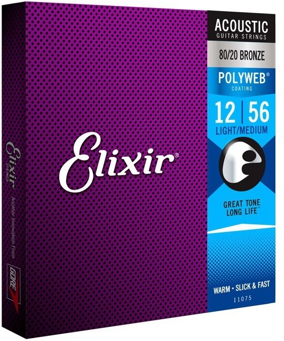 Elixir Light-Medium 11075 struny do gitary akustycznej, z owijką Polyweb E11075