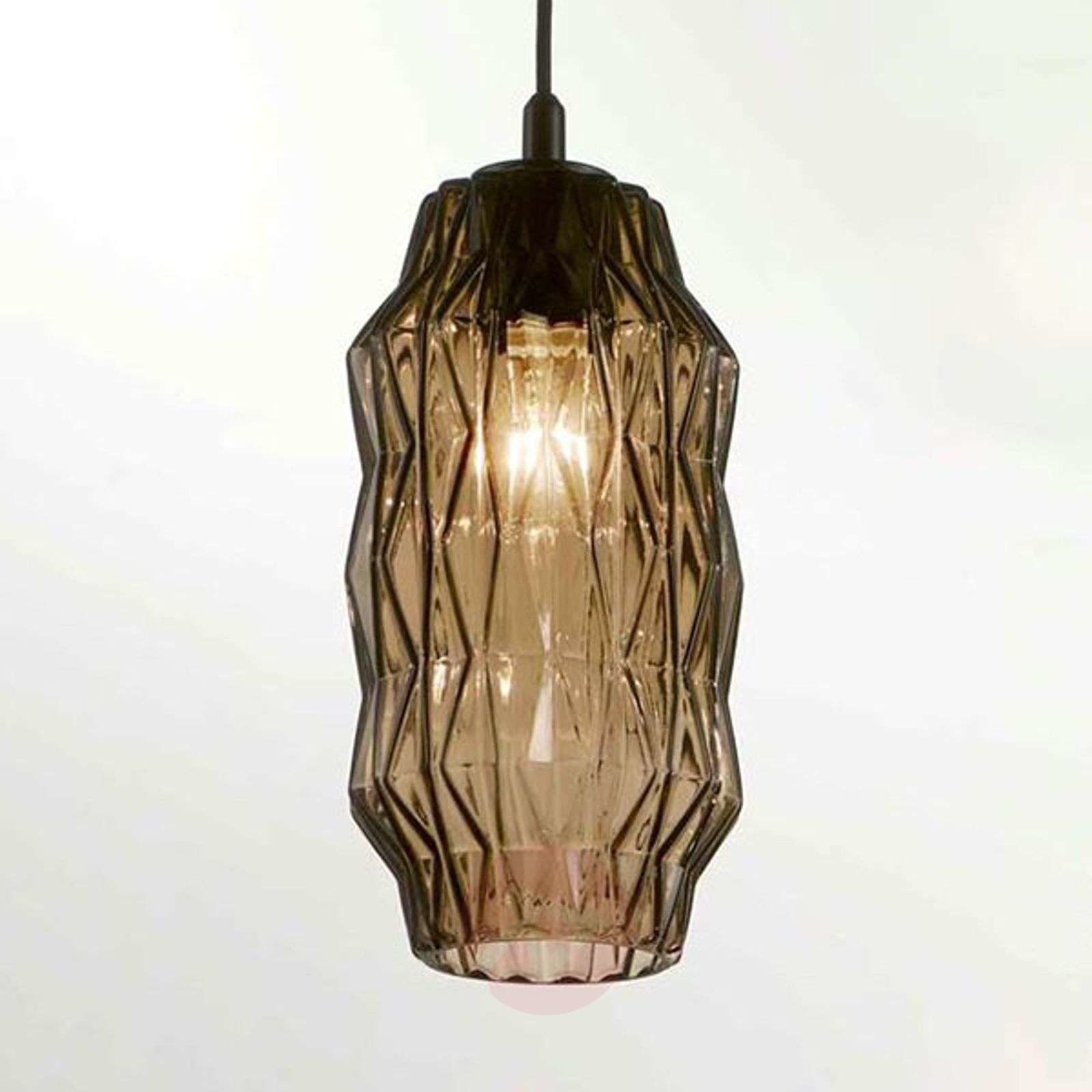 Selene Lampa wisząca Origami ze szkła, szaro-brązowa