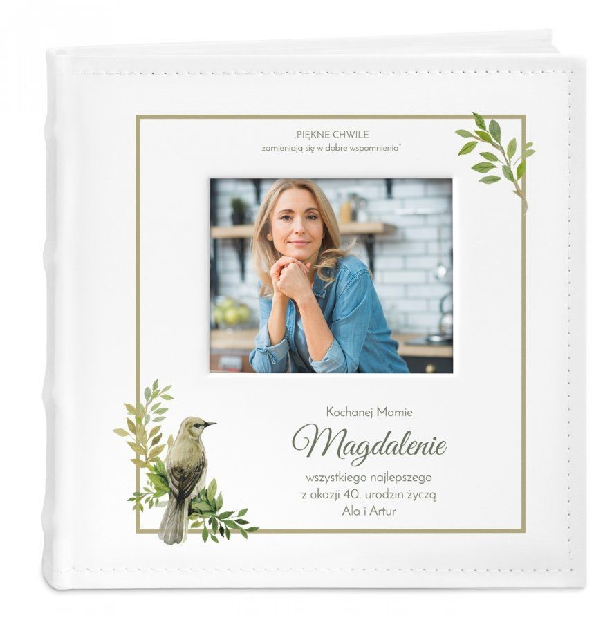 NA Murrano Album mały z oknem nadruk dedykacja dla mamy 40 urodziny ALB-SO-WH-UV-020