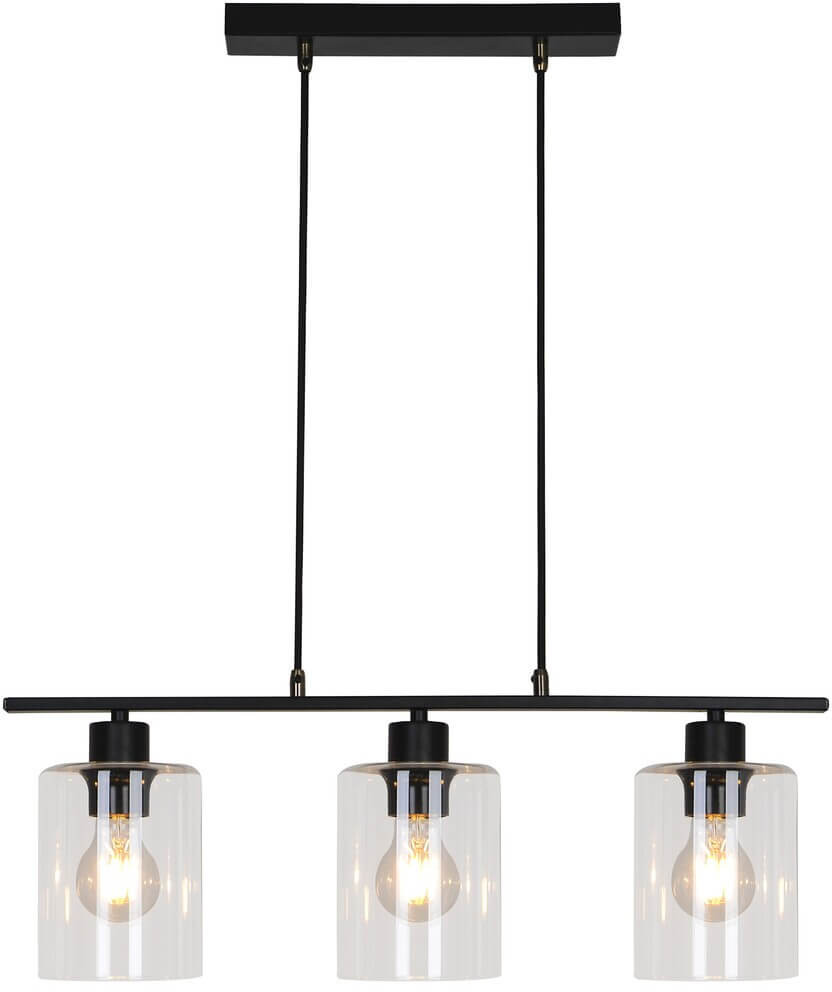 Rabalux Industrialna LAMPA wisząca MIROSLAW 5078 szklana OPRAWA tuby ZWIS na listwie czarny przezroczysty 5078