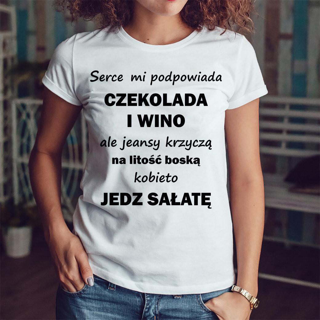 Poczpol Serce mi podpowiada czekolada i wino - koszulka damska PRZPOC-0-1829
