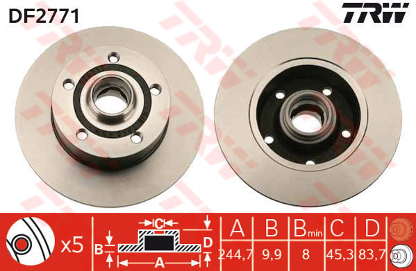 TRW Tarcza hamulcowa DF2771