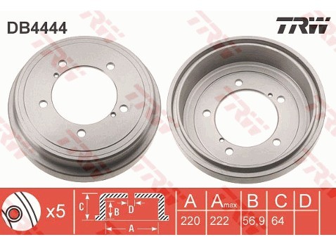 TRW BĘBĘN HAMULCOWY DB4444 SUZUKI GRAND VITARA II 1.6 4X4 05- 1.9DDIS 05-15 TYŁ DB4444