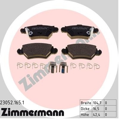 ZIMMERMANN Klocki hamulcowe - komplet 23052.165.1