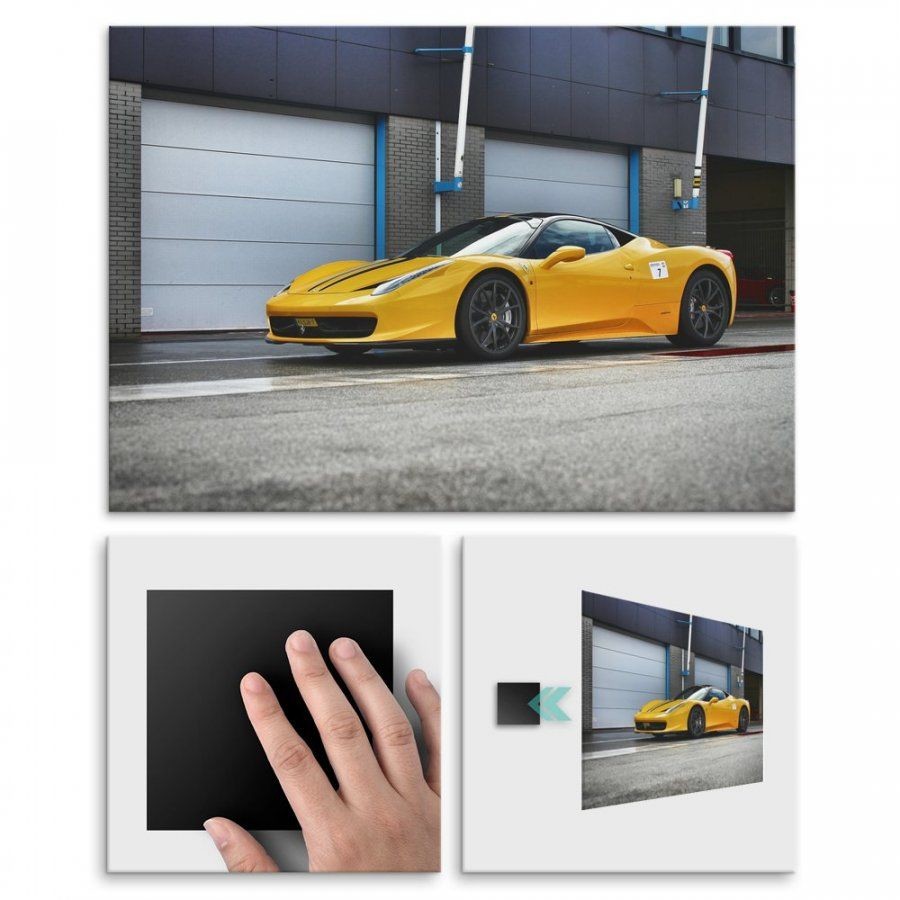 Pix4home Plakat metalowy żółte Ferrari L POS-L-01640