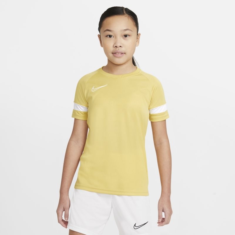Nike Koszulka piłkarska z krótkim rękawem dla dużych dzieci Dri-FIT Academy - Żółć CW6103-700
