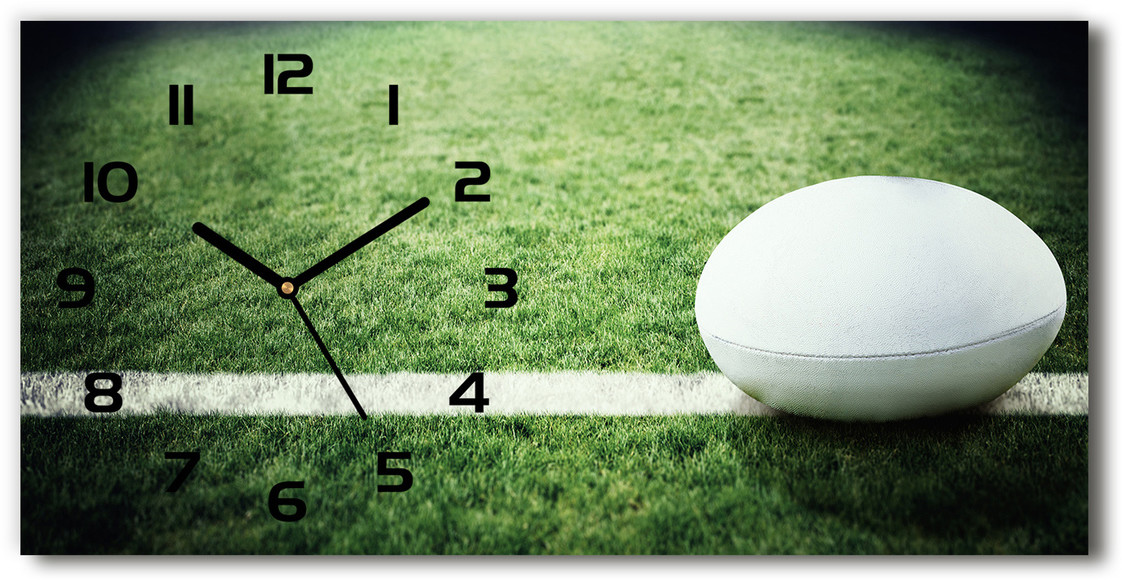 Zegar ścienny szklany cichy Piłka w rugby